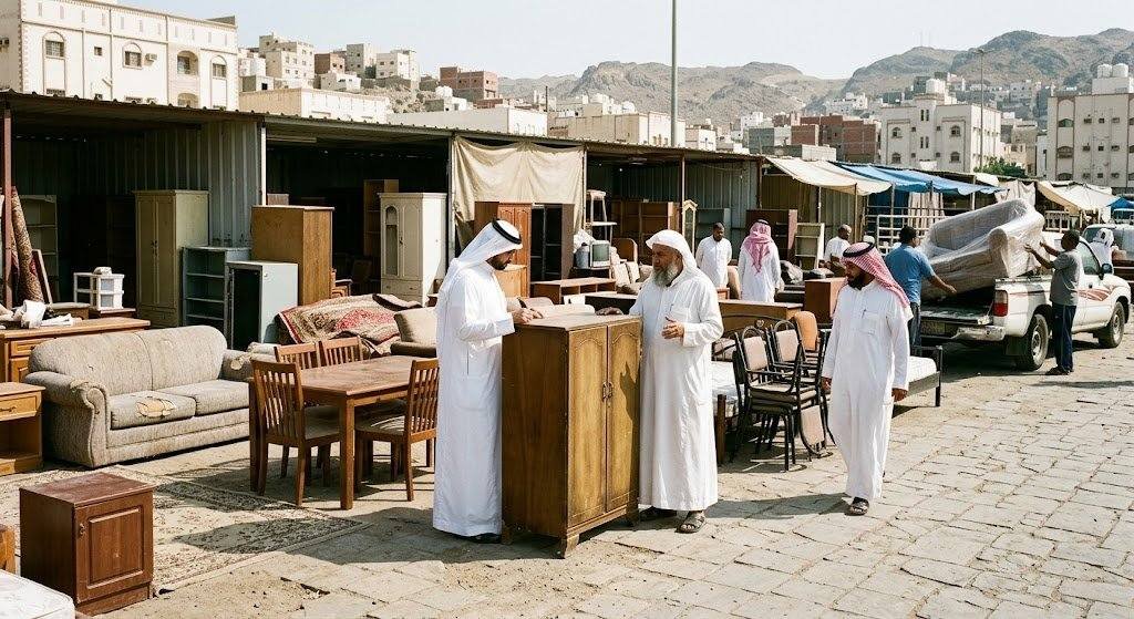 مجموعة من قطع الأثاث المستعمل بحالة جيدة ومجهزة للتقييم والبيع ضمن خدمات شراء الأثاث المستعمل في حي النرجس لتوفير تجربة مريحة ومجزية.